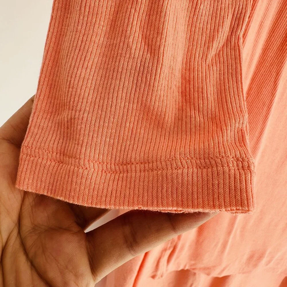 We The Free Grapevine Coral Asymmetric Long Sleeve Ribbed Stretchy Tunic Top M - Picture 9 of 12